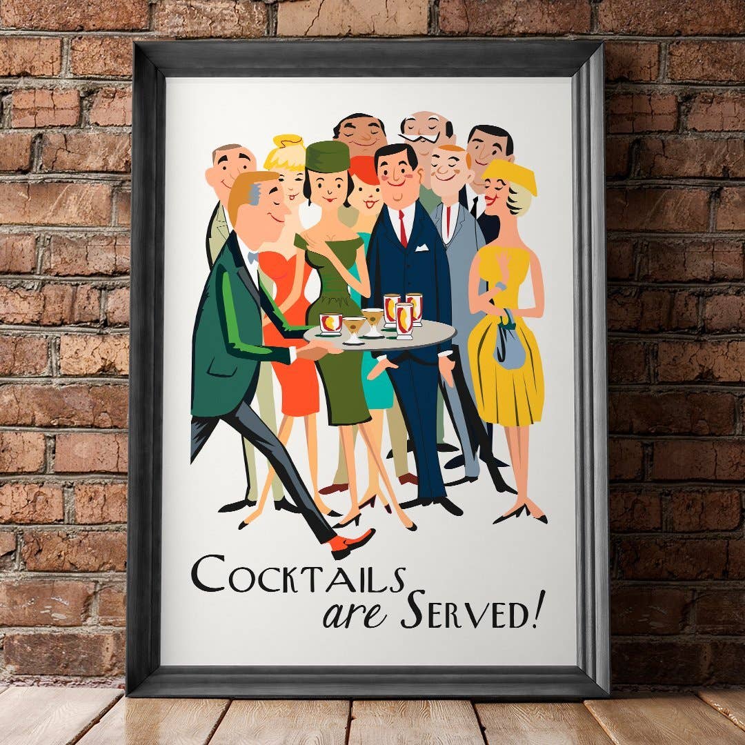 11'' x 14'' Cocktails Are Served Print - Vintage MC