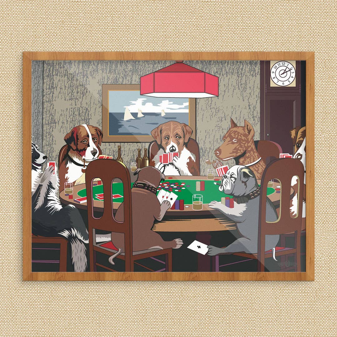 11" x 14" Dogs Playing Poker Print - Vintage MC