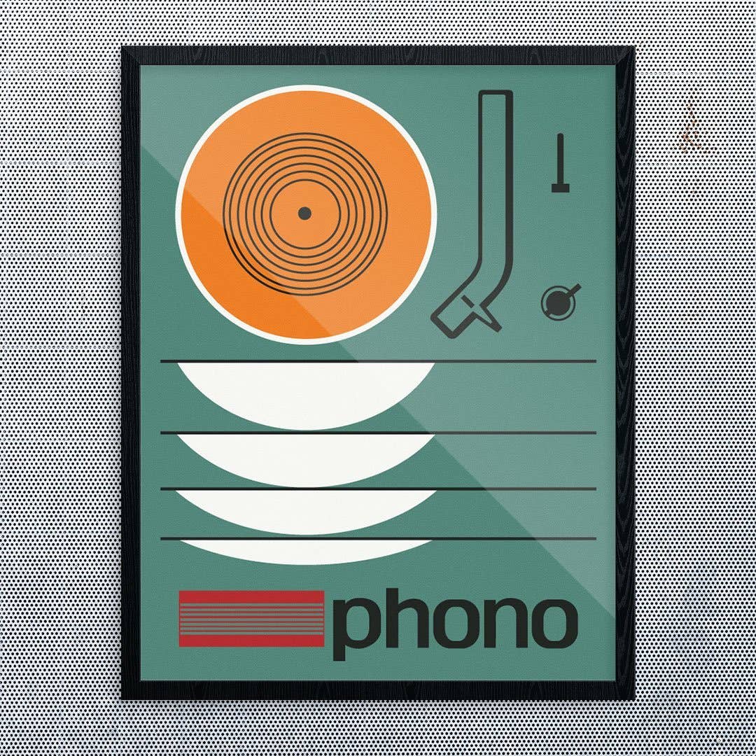 11'' x 14'' Retro Phono LP Turntable Print - Vintage MC