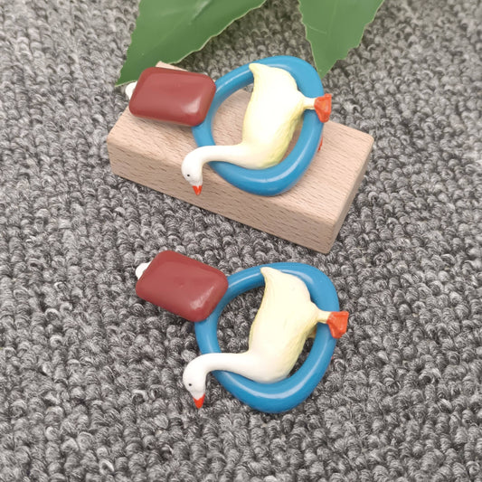 Funny Duck Charm Earrings