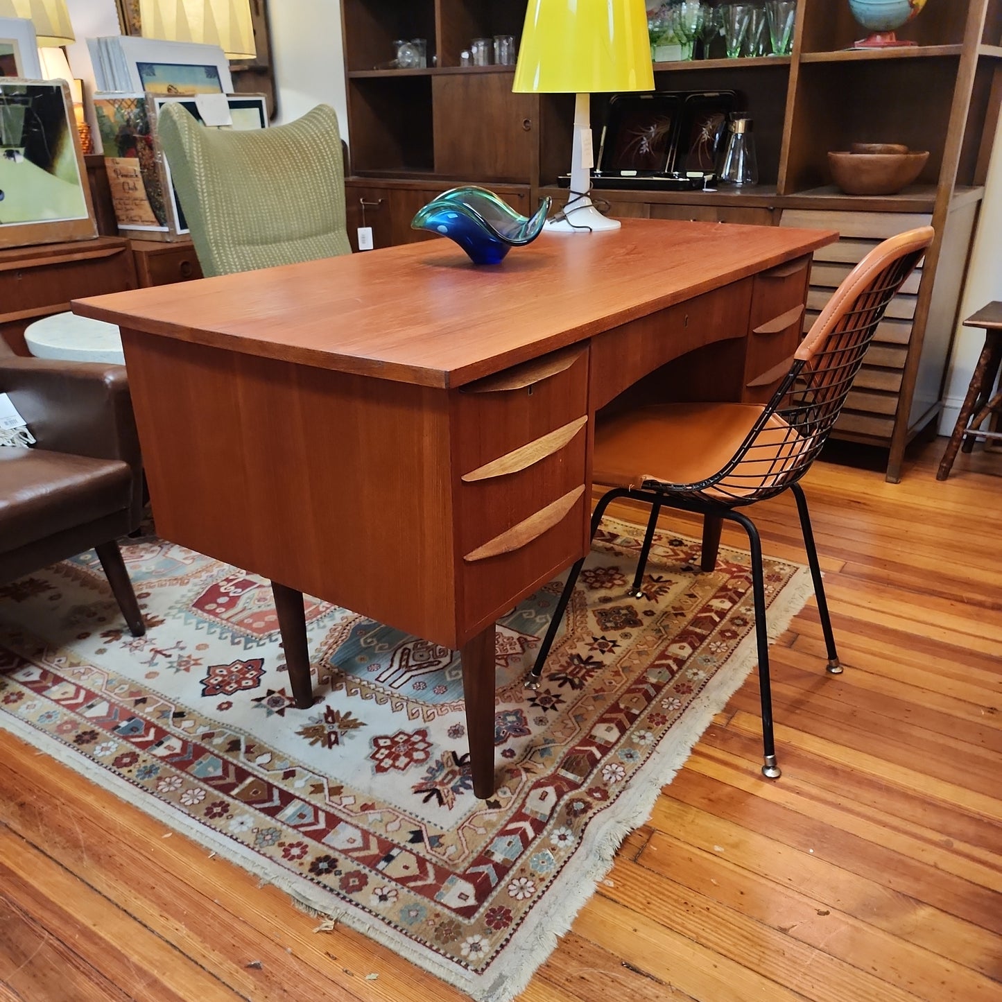 0923004 Danish Teak Desk with Bookshelf
