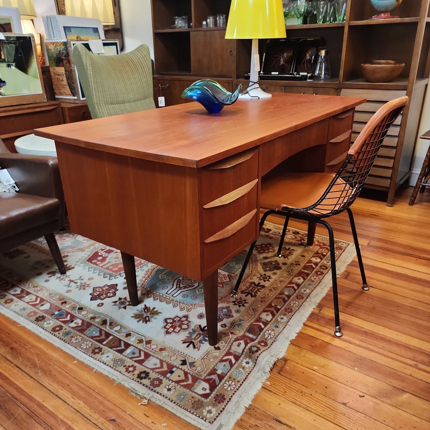 0923004 Danish Teak Desk with Bookshelf