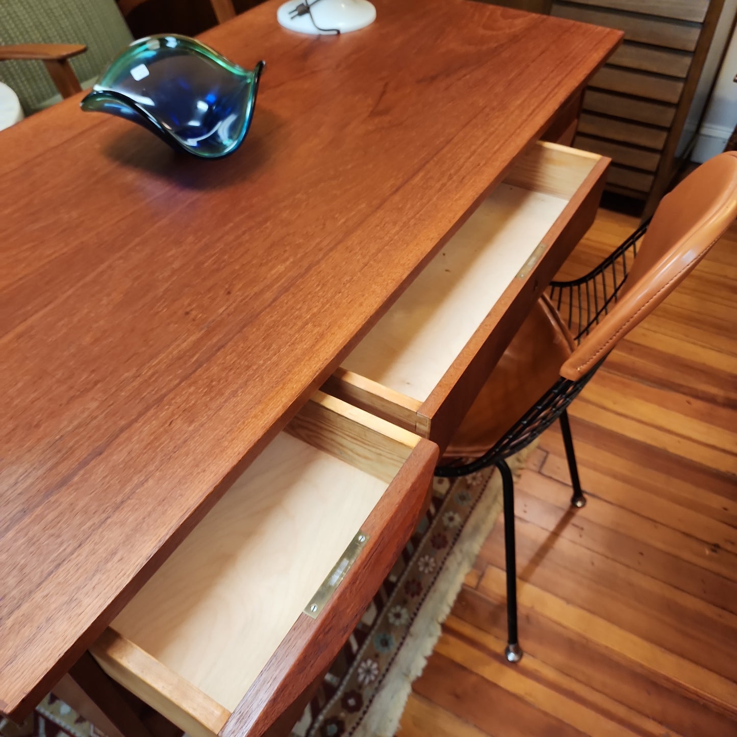 0923004 Danish Teak Desk with Bookshelf