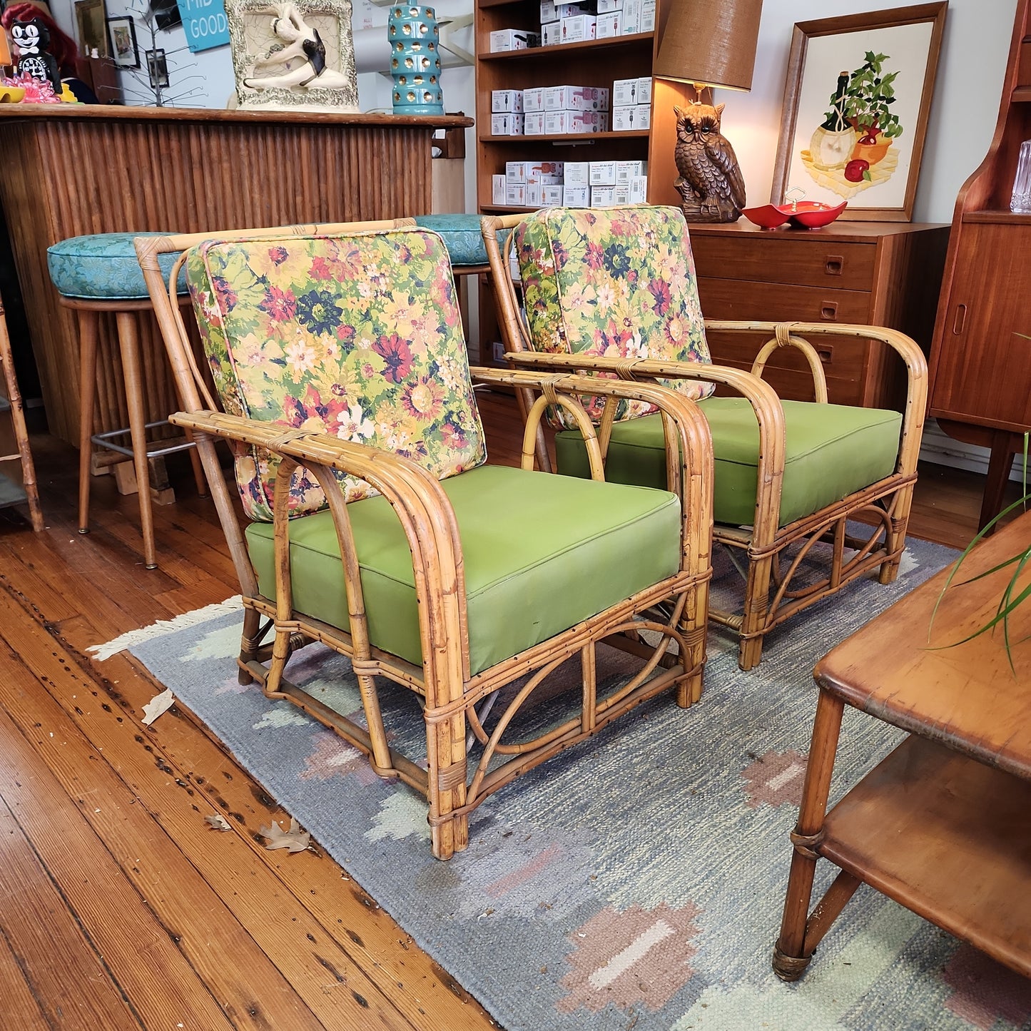 Vintage Bamboo Rattan Sofa and Chair Set