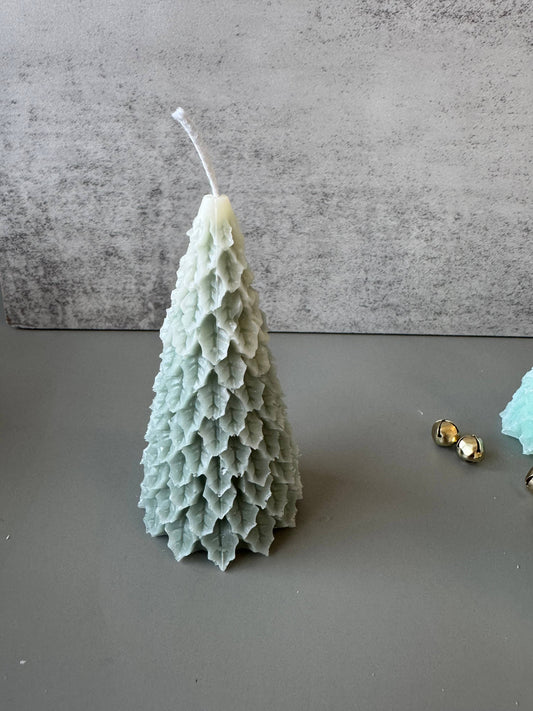 Frosty Retro Style Holiday Tree Candle