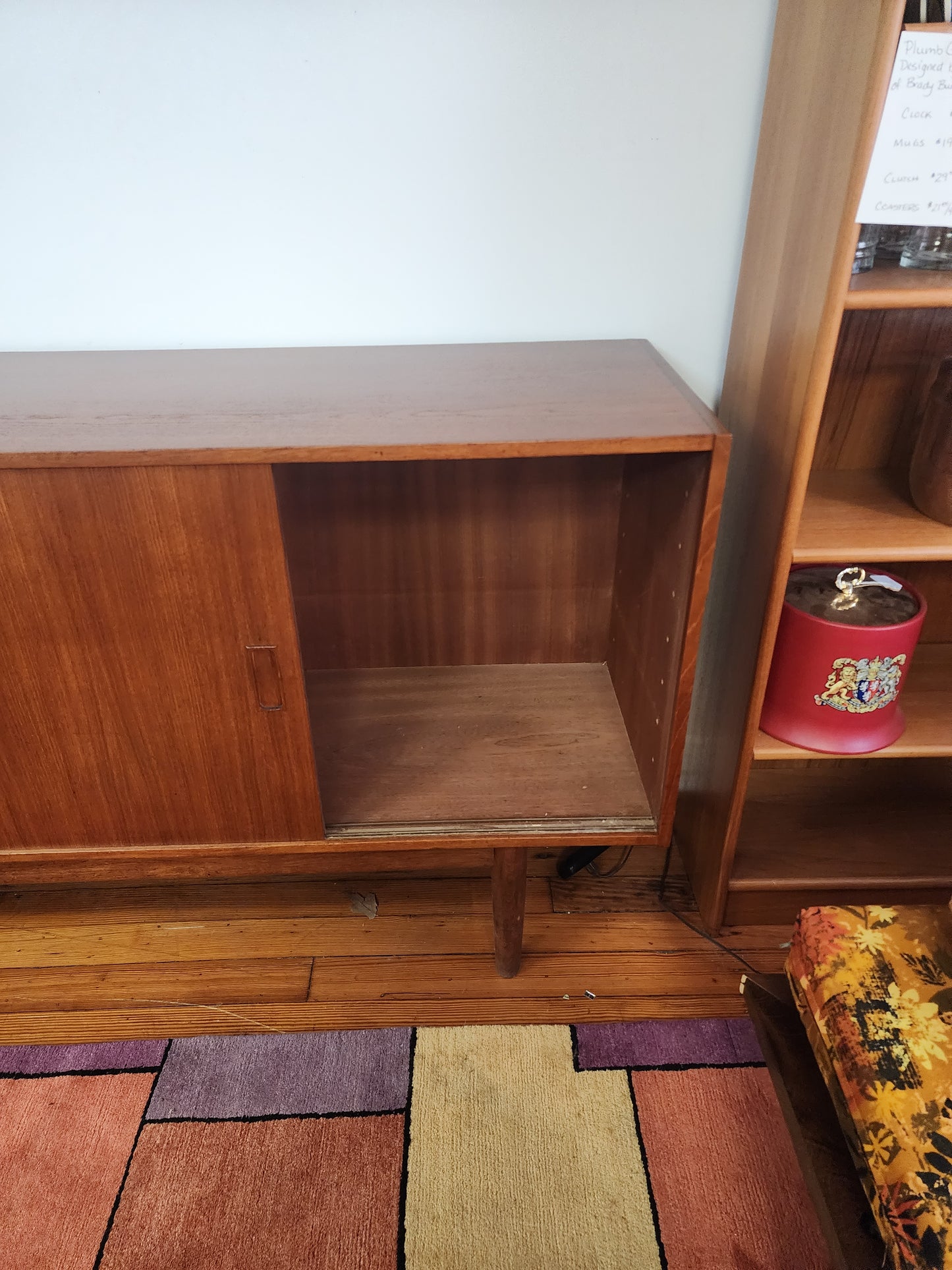 Danish Modern Teak Sideboard with 4 Sliding Doors