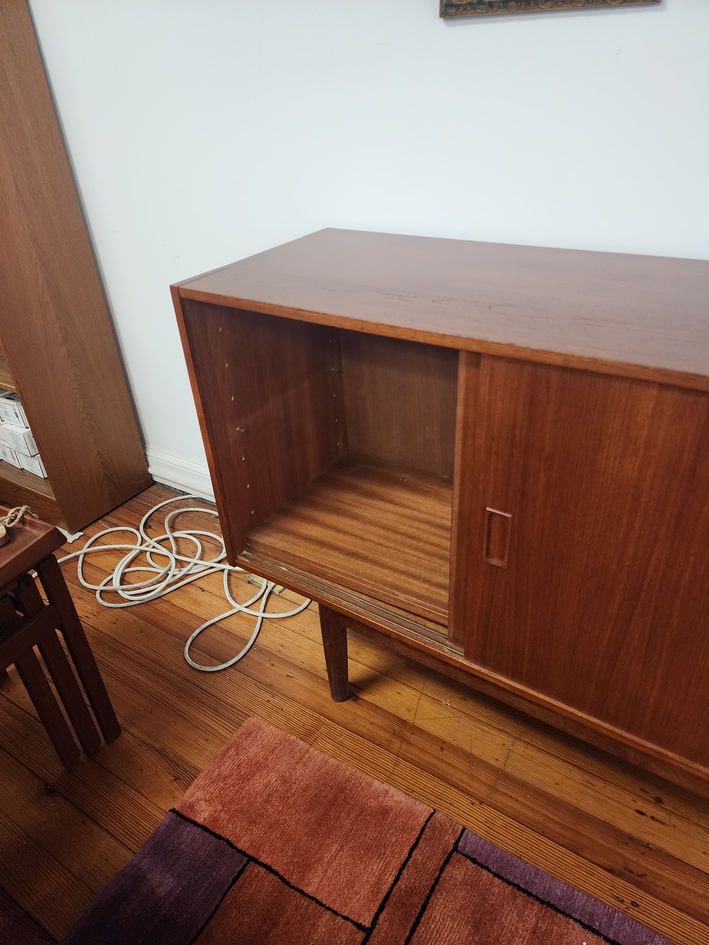 Danish Modern Teak Sideboard with 4 Sliding Doors