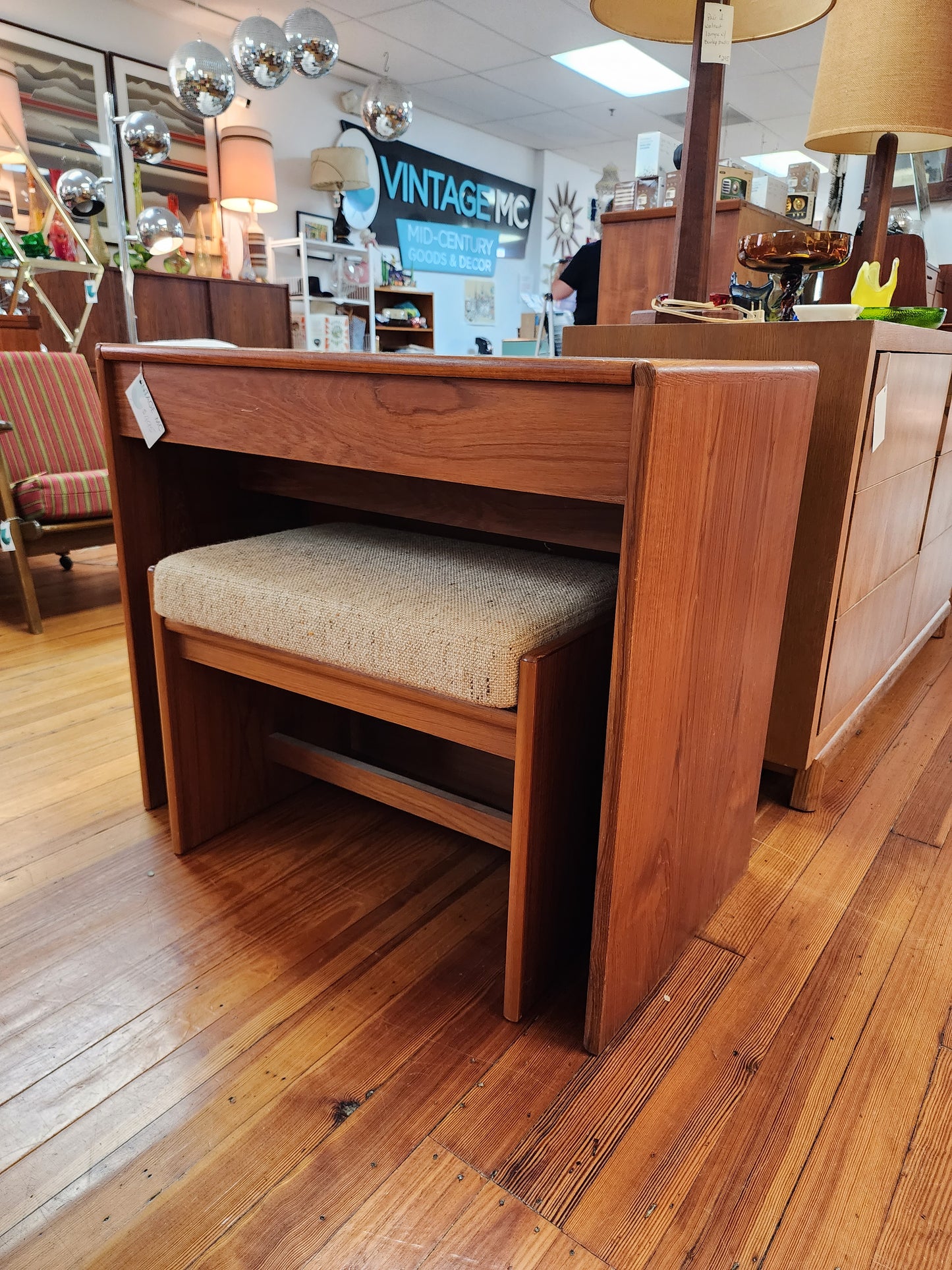 Danish Teak Vanity with Stool