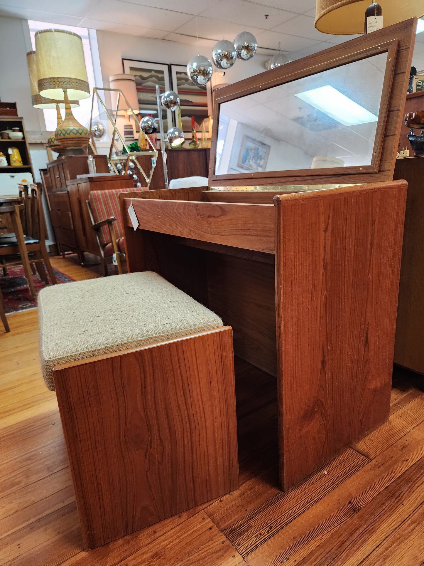 Danish Teak Vanity with Stool