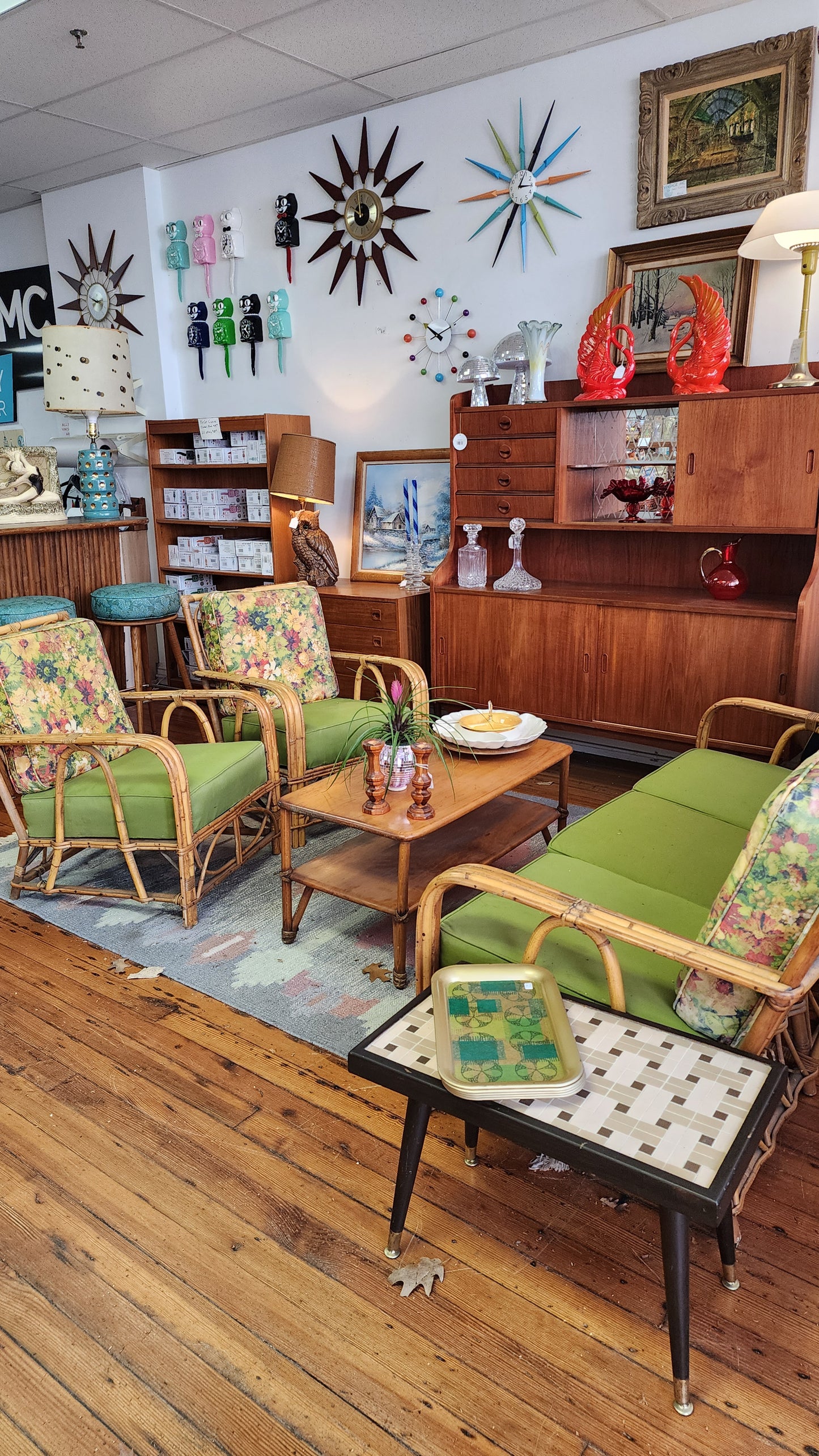 Vintage Bamboo Rattan Sofa and Chair Set