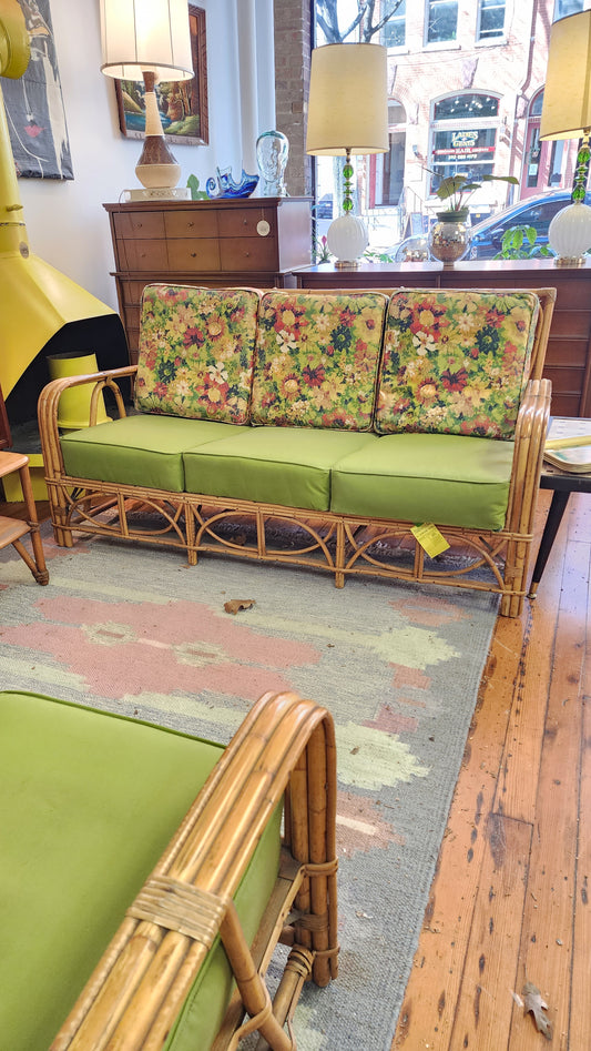 Vintage Bamboo Rattan Sofa and Chair Set