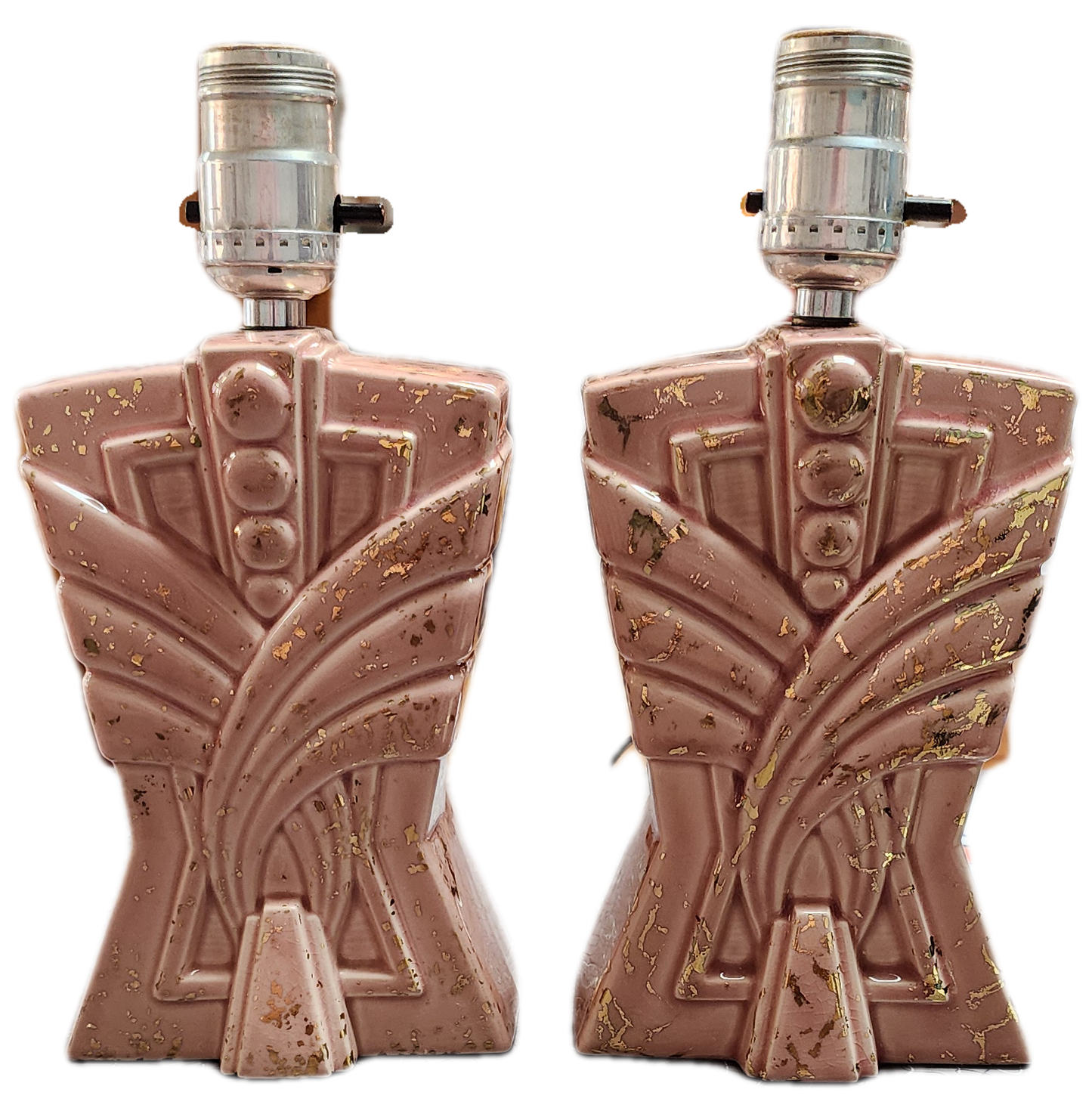 Pair of Art Deco Pink Lamps