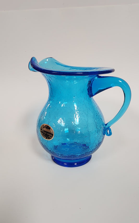Vintage Kanawha Glass Blue Pitcher