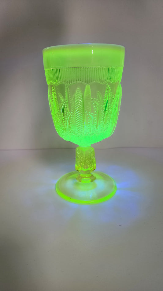 Fenton Uranium Glass Cactus Goblet