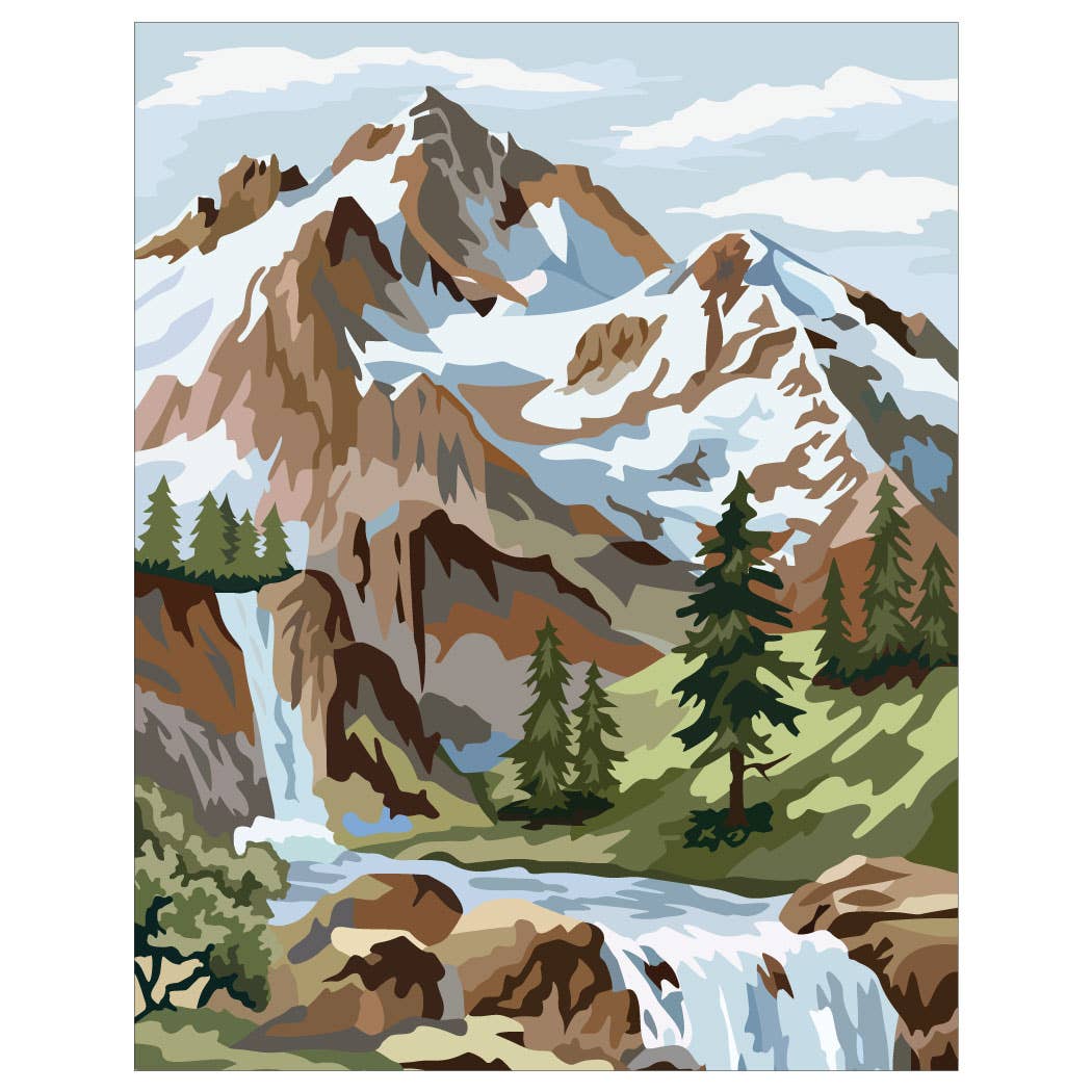 2.5'' x 3.5'' Paint By Number Snowy Mountain Scene Magnet - Vintage MC