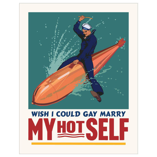 2.5'' x 3.5'' Wish I Could Gay Marry My Hot Self Magnet - Vintage MC