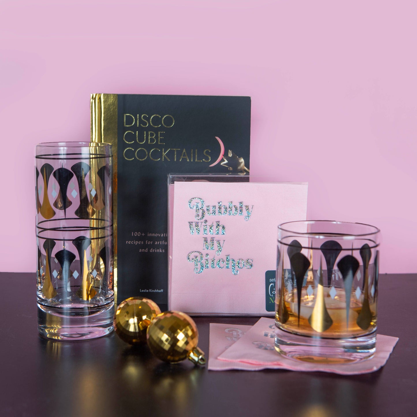Retro Black and Gold Cocktail Glass