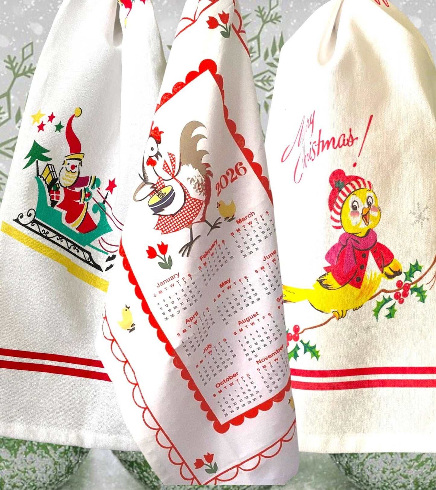Santa's Christmas Ride Kitchen Tea Towel