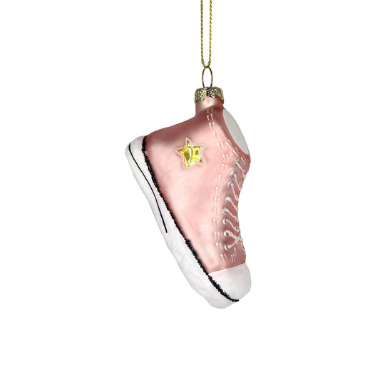 Pink Sneaker Glass Christmas Ornament