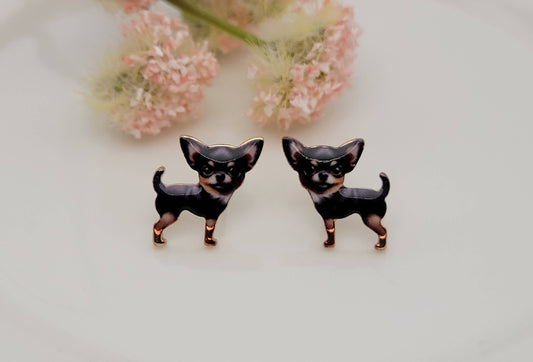 CHIHUAHUA ENAMEL STUD EARRINGS