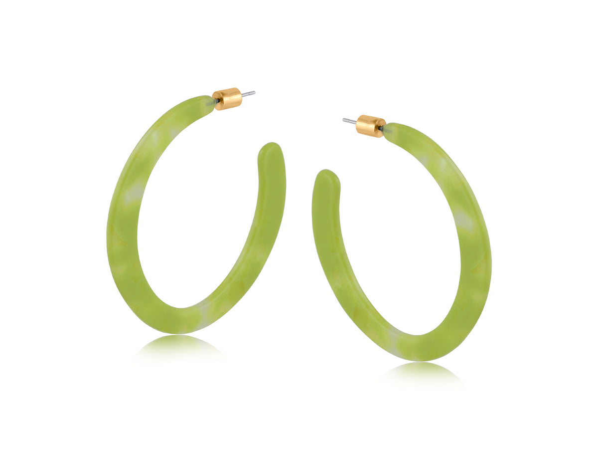 Green Lime Resin Statement Hoop Earrings