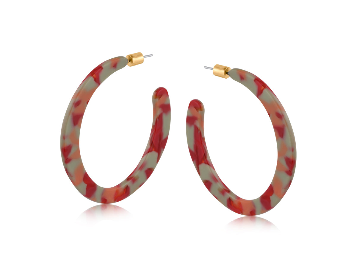 Red Orange Resin Statement Earrings