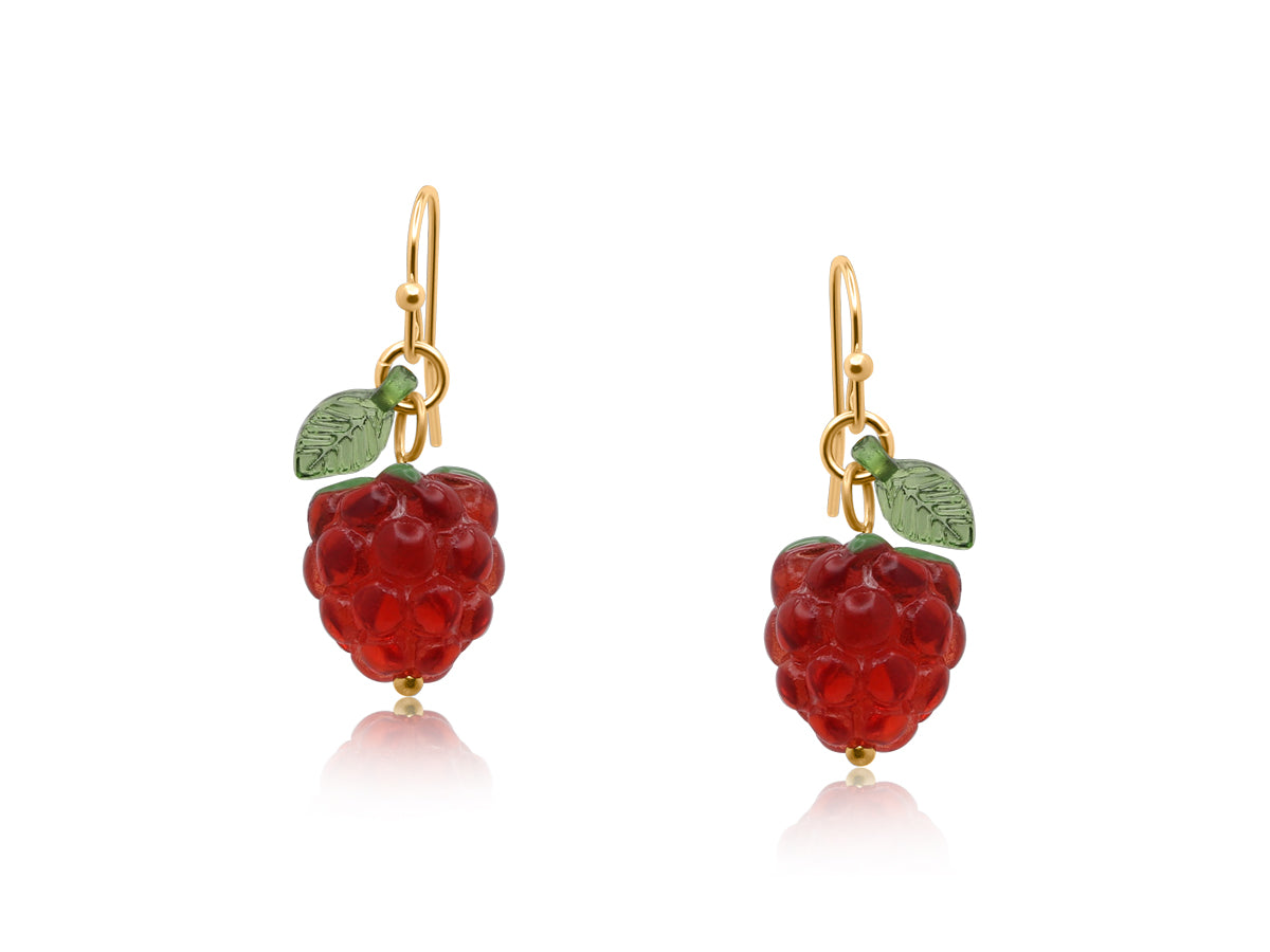 Red Raspberry Dangle Earrings