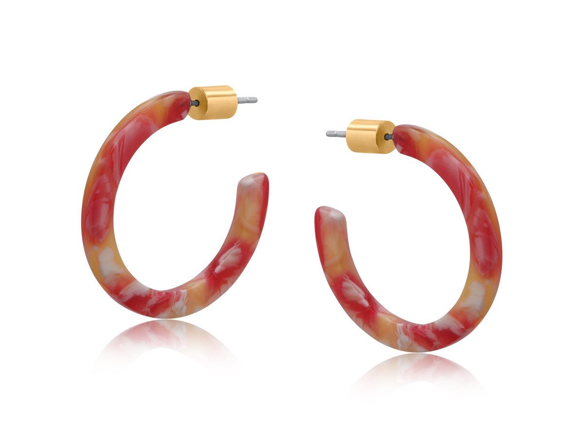Red Austin Resin Hoop Earrings
