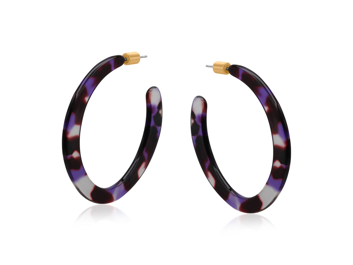 Blue Black Livia Resin Hoop Earrings