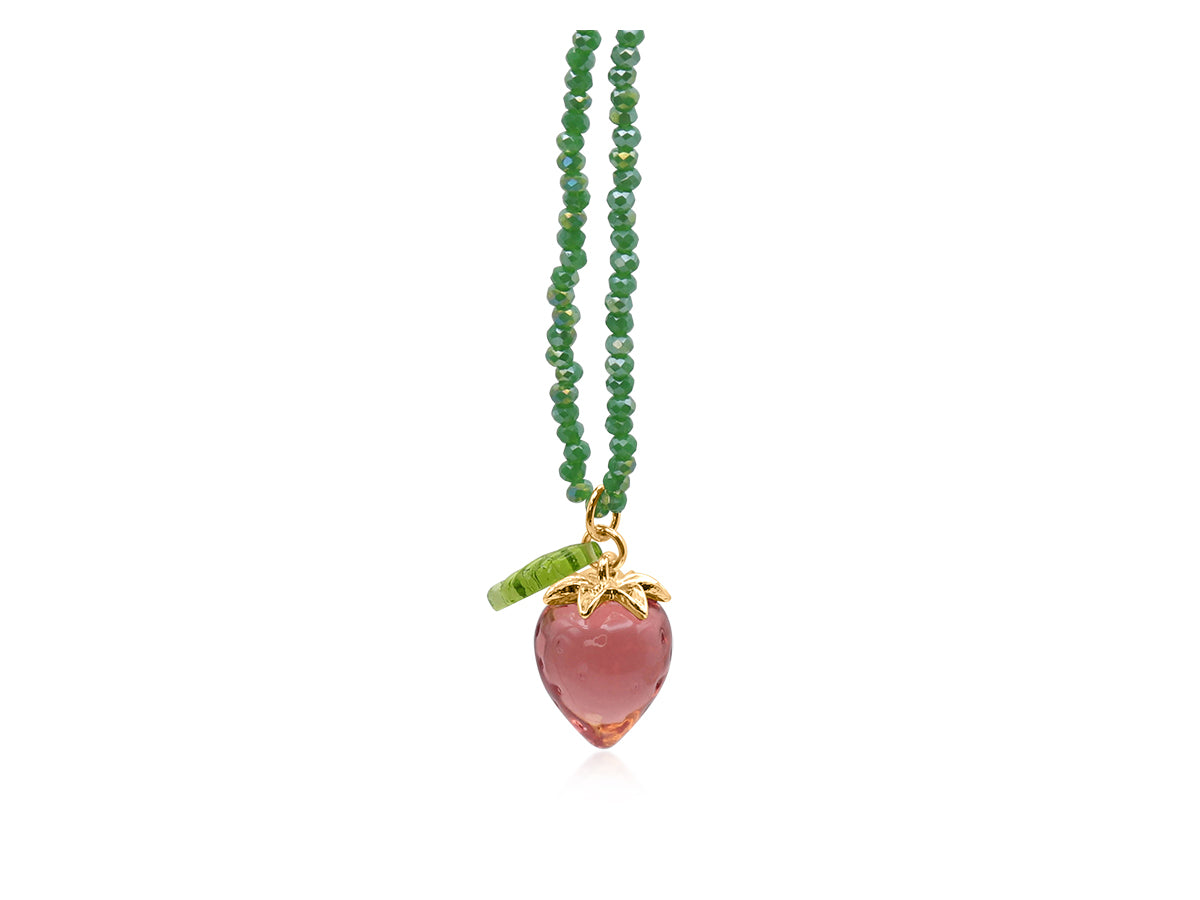 Green Yagoda Strawberry Beaded Necklace
