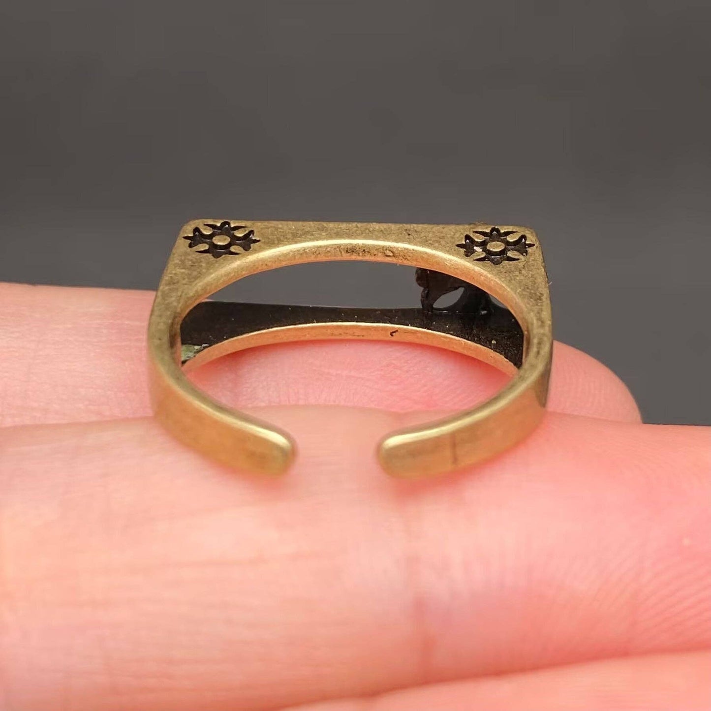 Hollowed Square Bronze Adjustable Ring
