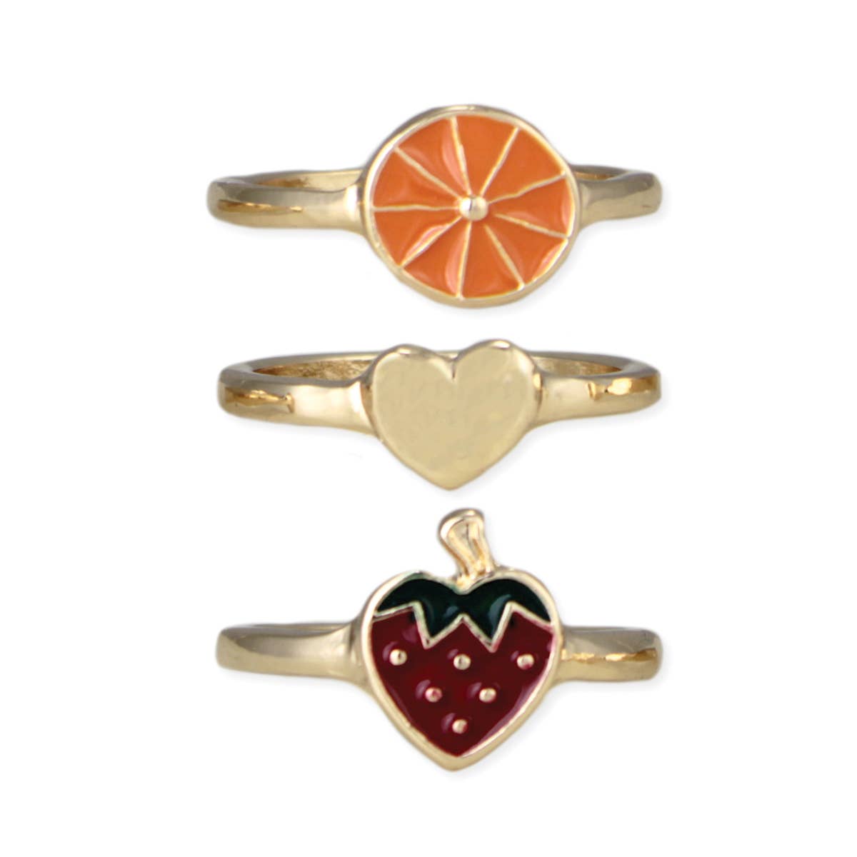 Sweet Love Fruit Heart Gold Rings