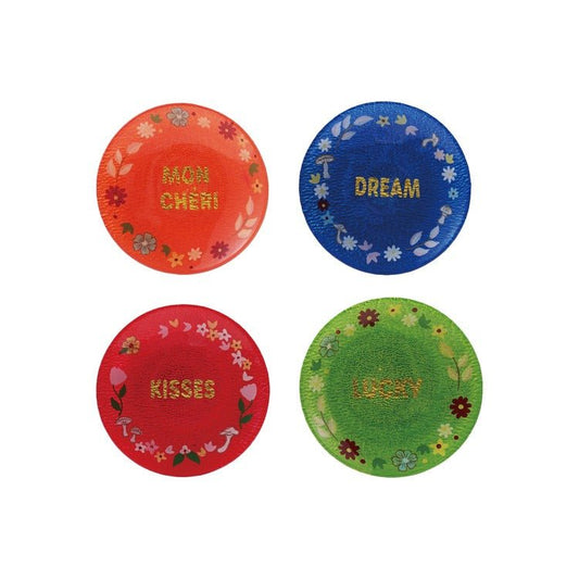 5 - 3/4"Rd Glass Plate, - Vintage MC