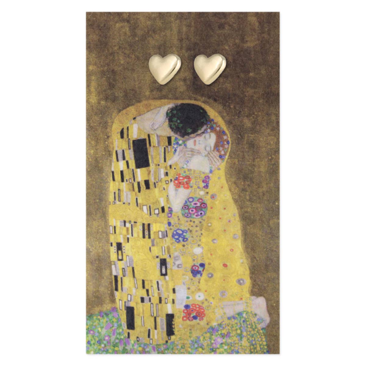 The Kiss Fine Art Gold Heart Earrings