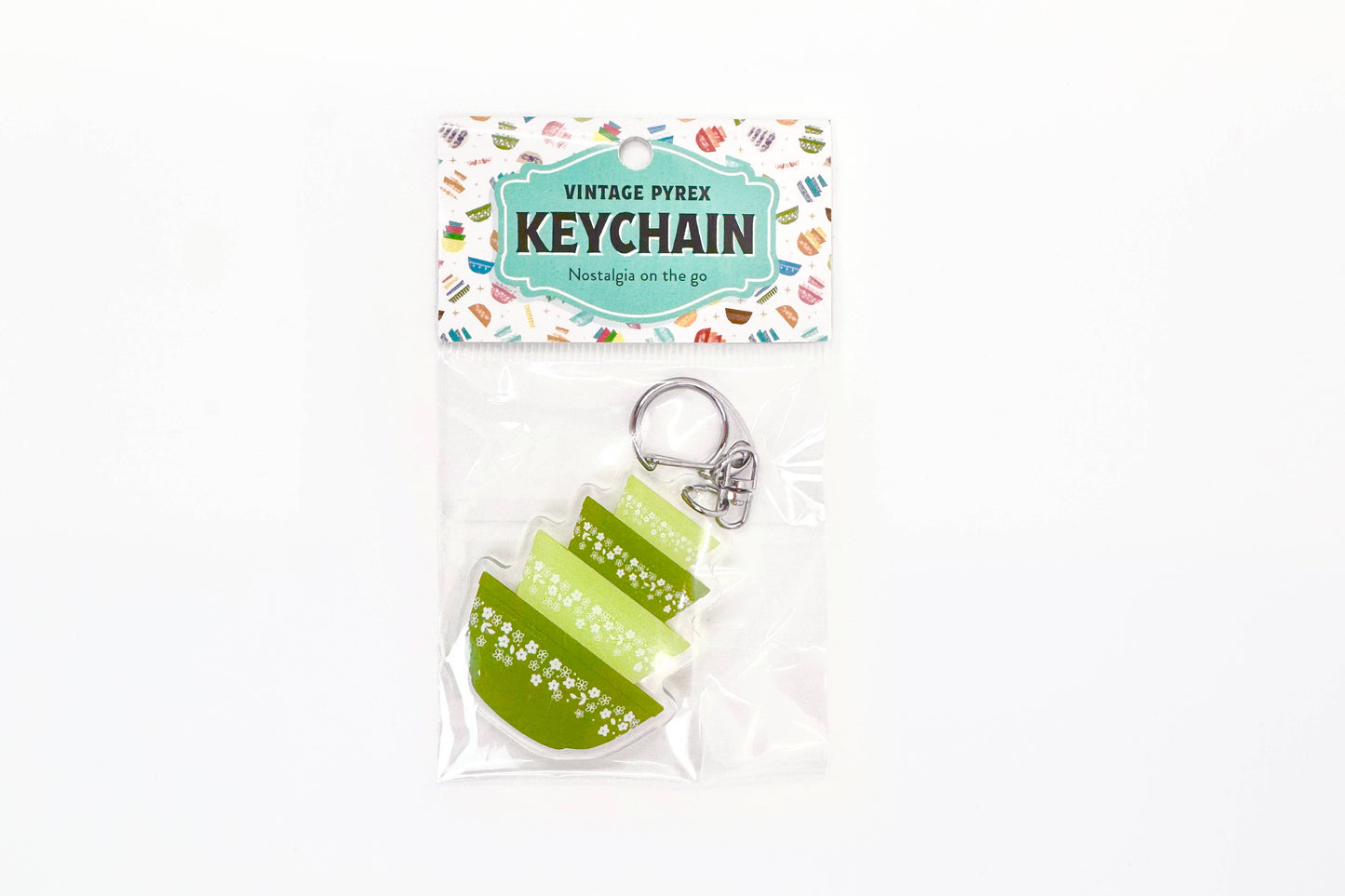 Pyrex-Inspired Mixing Bowl Keychain – Retro Keyring