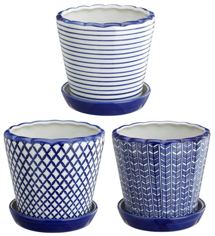 6.5" Blue and White Planter - Vintage MC