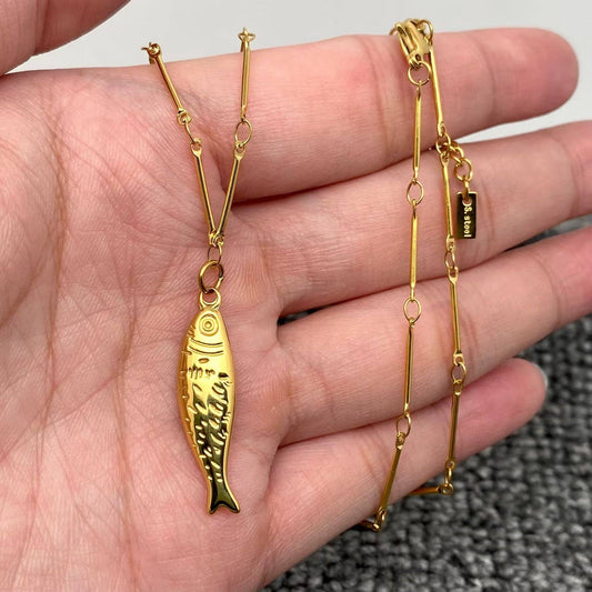 18K Gold Plated Fish Charm Necklace