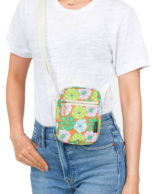 88618: Crossbody Mini Brick Bag | Recycled RPET | Floral Ora - Vintage MC