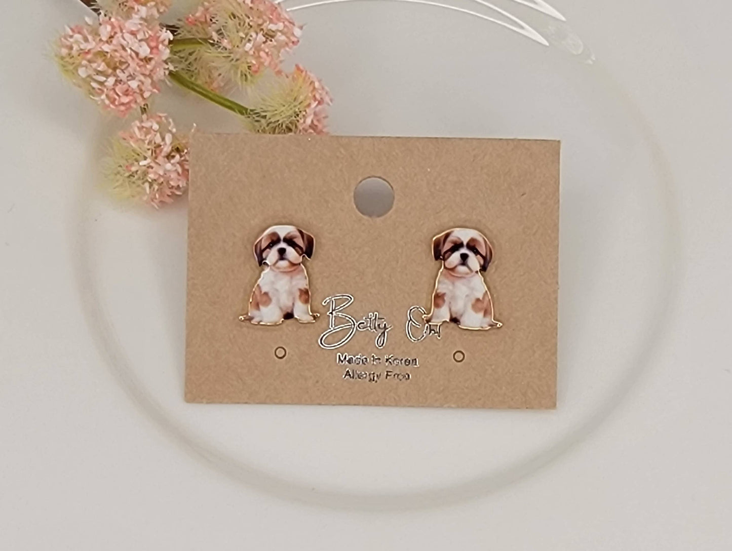 SHIH TZU STUD EARRINGS.