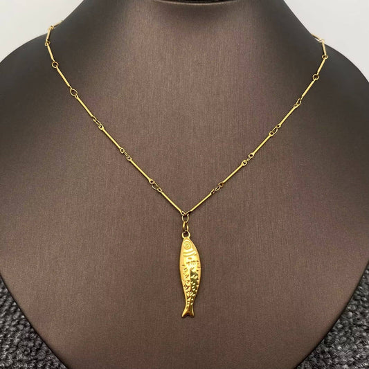 18K Gold Plated Fish Charm Necklace