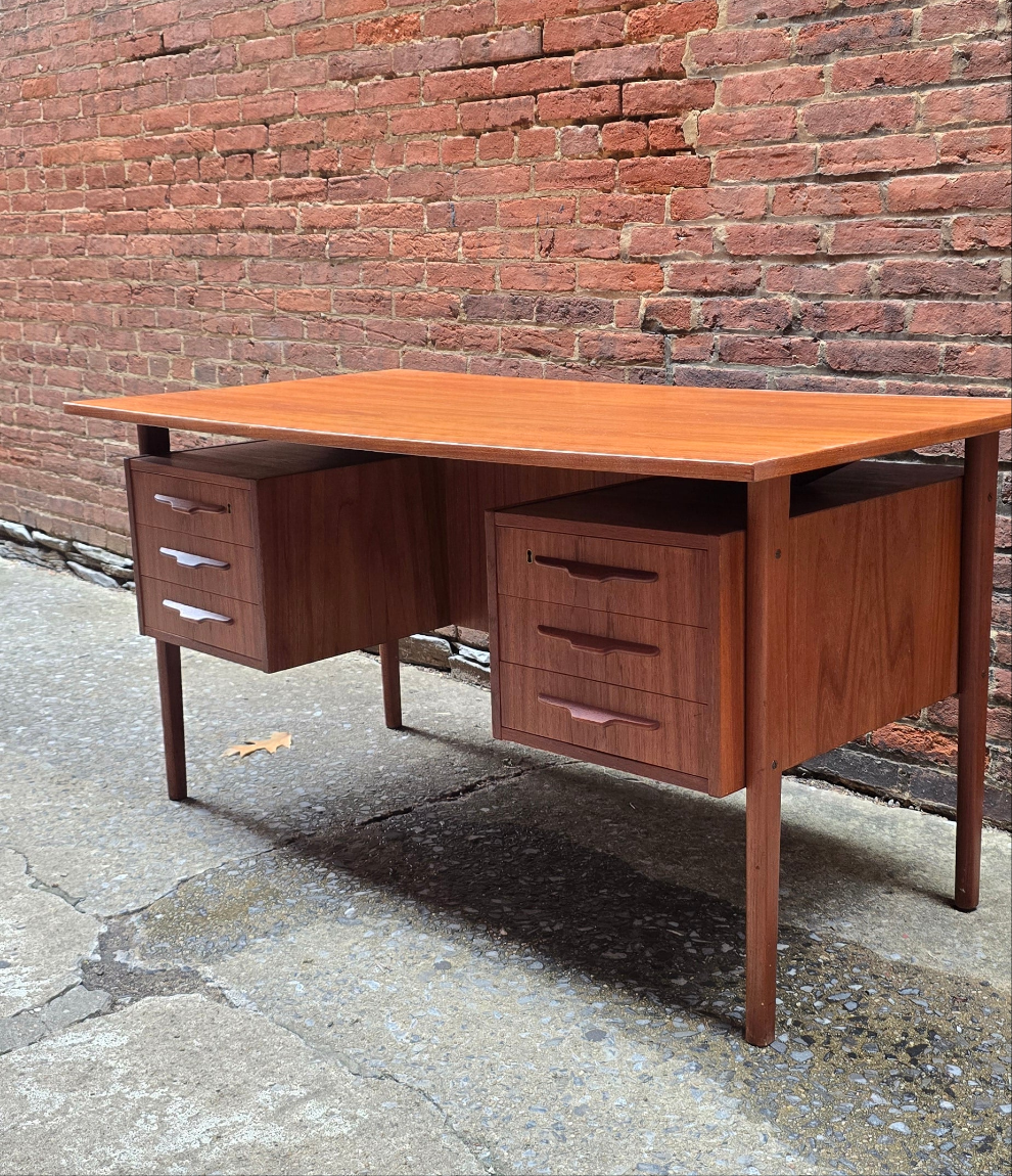 Danish Teak Desk with Display Shelf