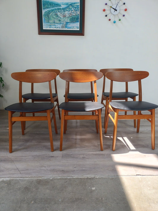 Set of 6 Danish Teak Dining Chairs 0325005
