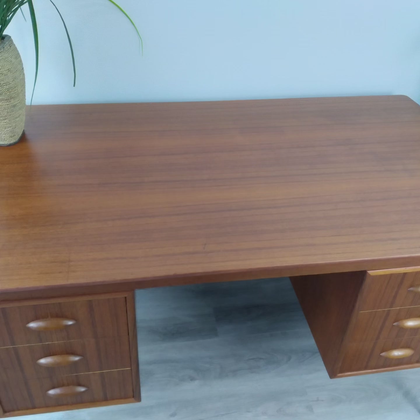 Danish Teak Desk with 6 Drawers