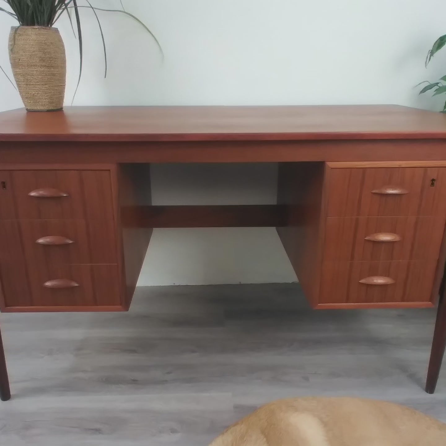 Danish Teak Desk with 6 Drawers