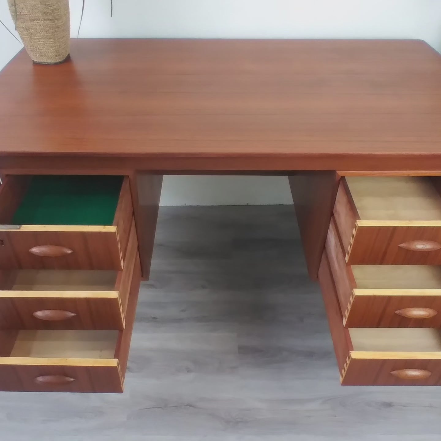 Danish Teak Desk with 6 Drawers