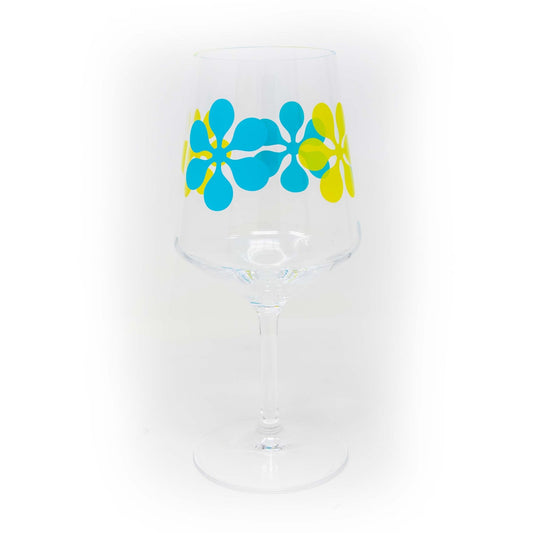 Acrylic Wine Goblets - Blue Modfest Design - Vintage MC