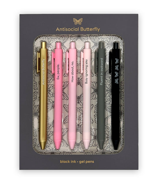 ANTISOCIAL BUTTERFLY - QUOTABLE GEL PEN SET - Vintage MC