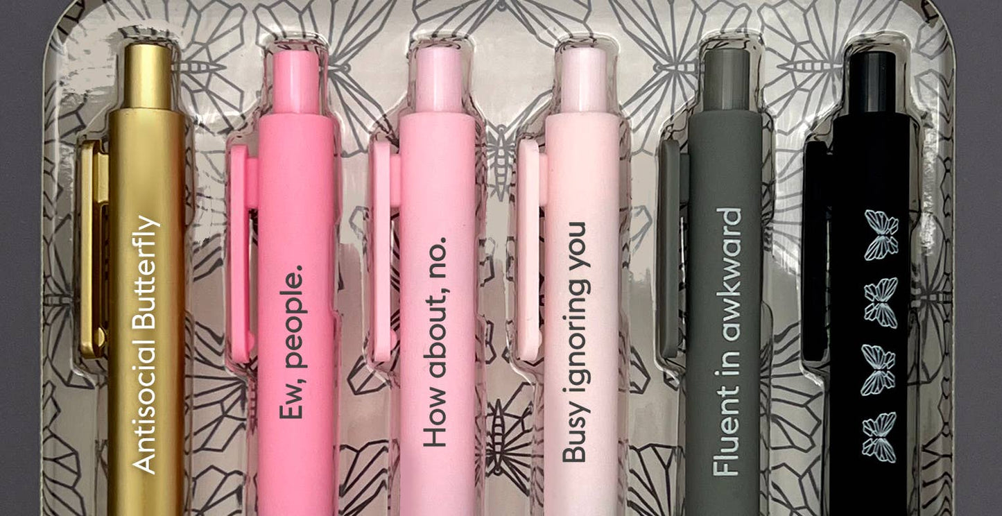 ANTISOCIAL BUTTERFLY - QUOTABLE GEL PEN SET - Vintage MC