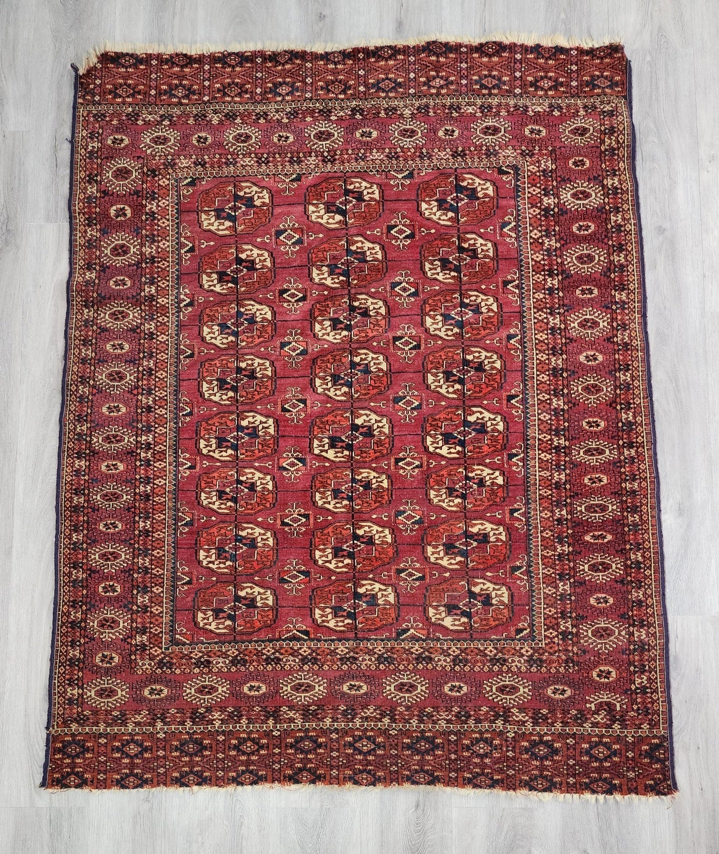 BB062302 Wool Bokhara Rug in Red - Vintage MC