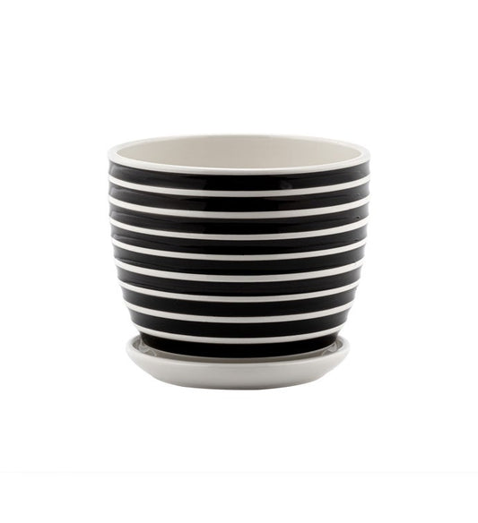 Black and White Striped Planter - Vintage MC